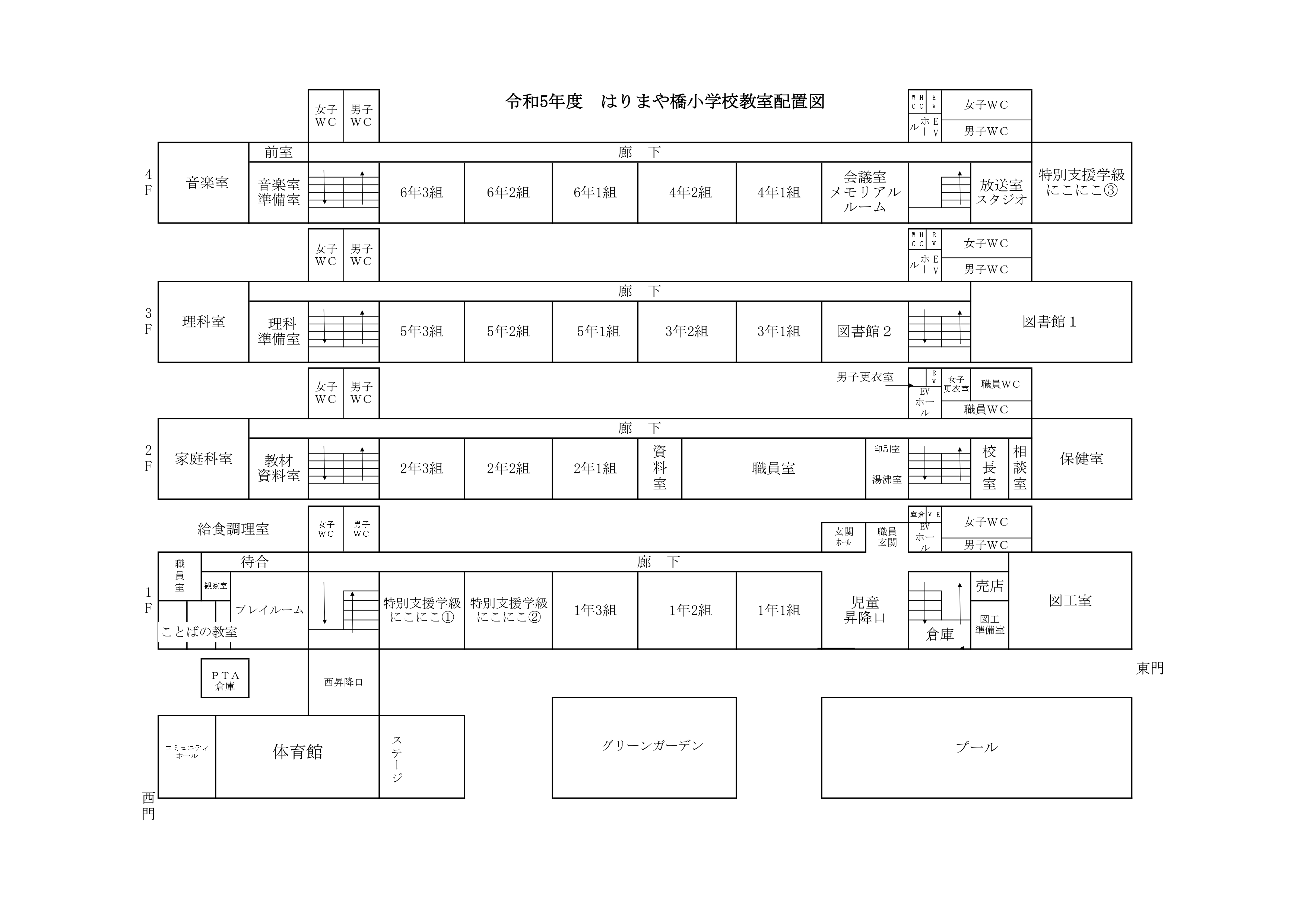 はりまや橋小学校教室配置図