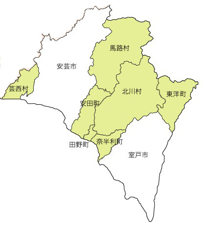 田野分校の校区の地図